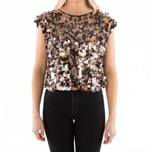 NEW EMILY MCCARTHY hatti tank in tortoise shell sequin